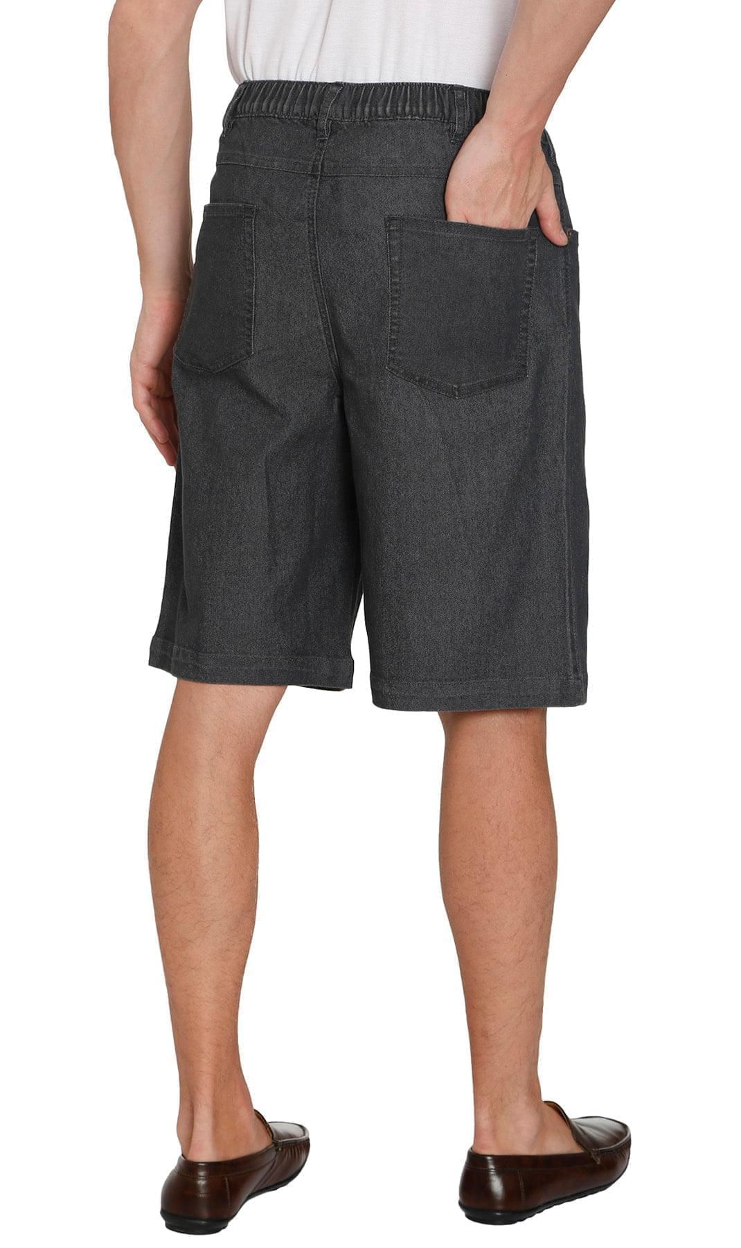 Men's Pull On Shorts - Easy Step-In Styling Free of Buttons and Snaps - Black - Back -TURTLE BAY APPAREL