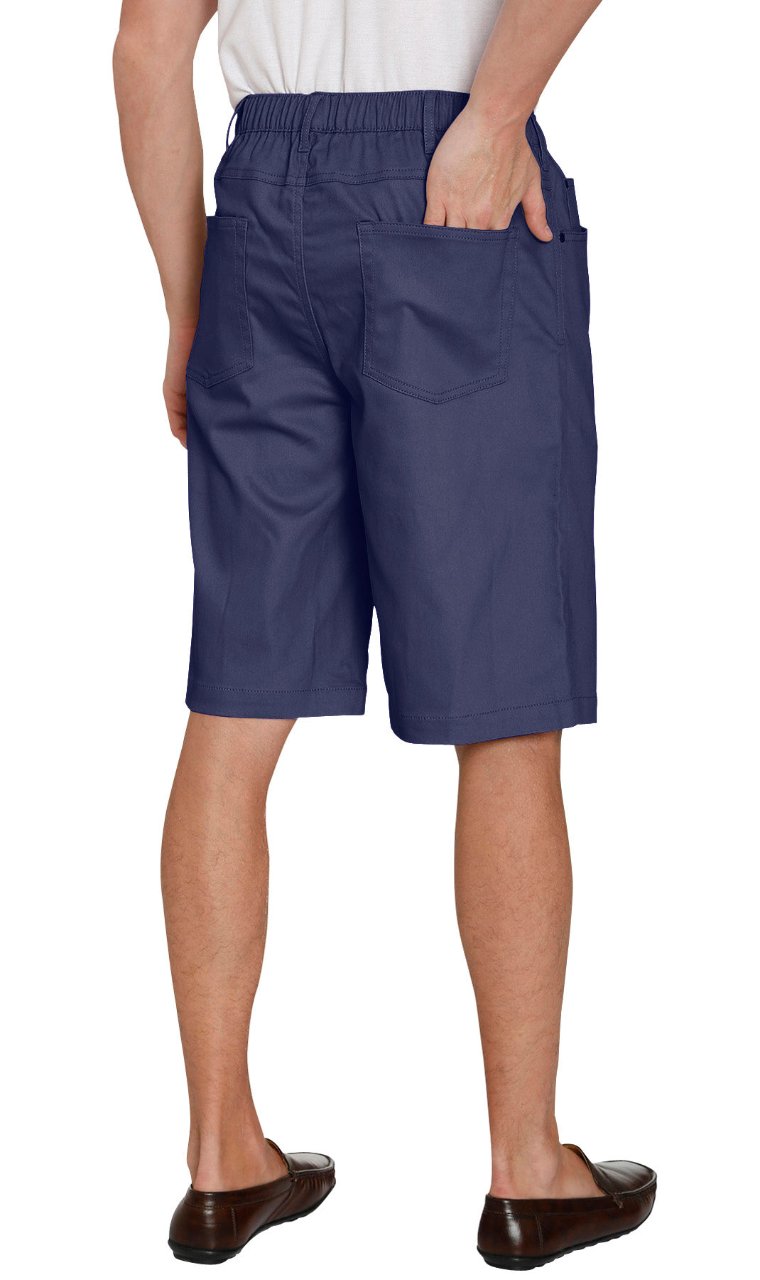 Men's Stretch Waist Pull On Shorts  in Denim and Twill   back