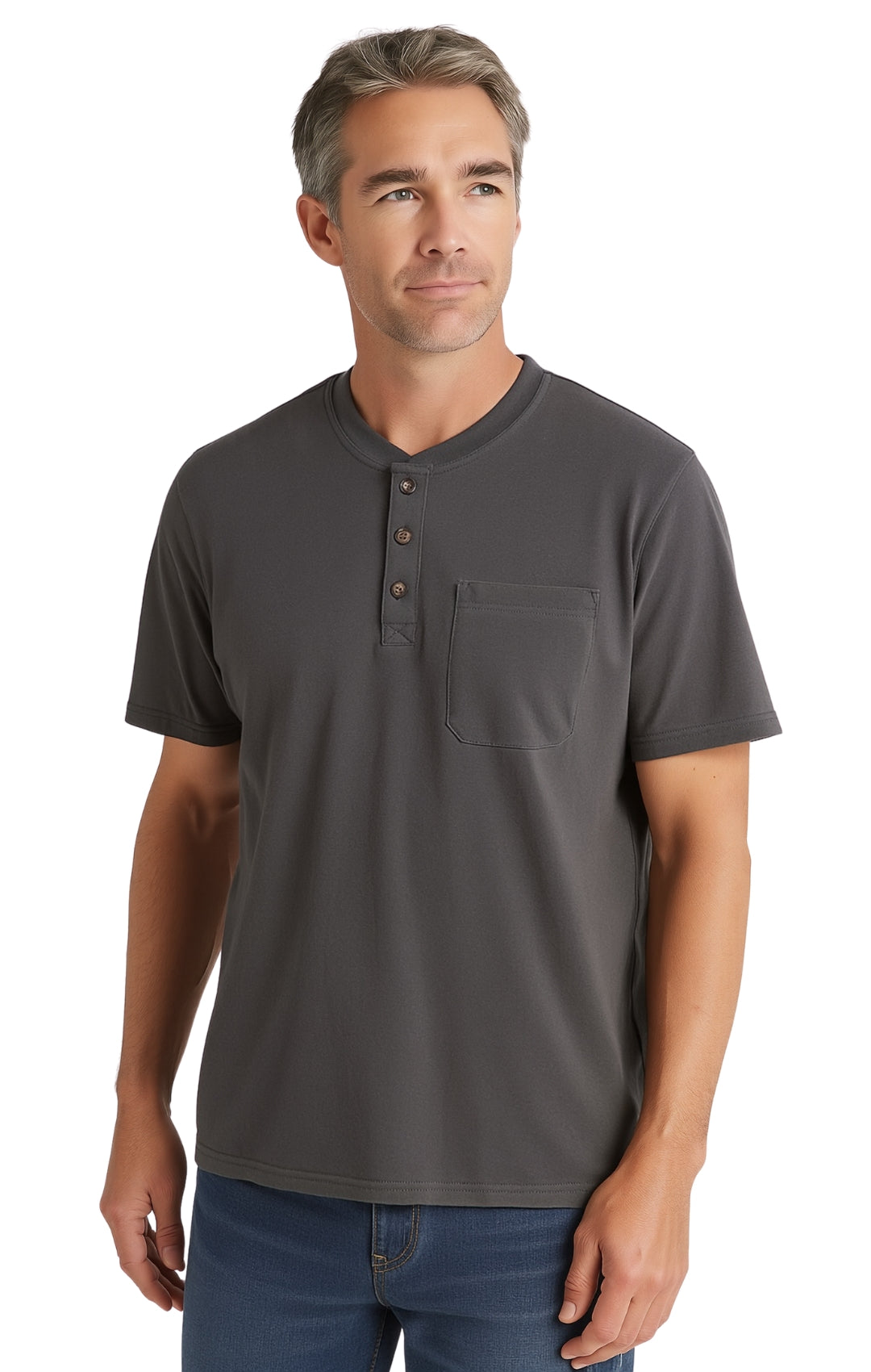 Men's Short Sleeve Henley Relaxed Fit Shirt with Pocket 8