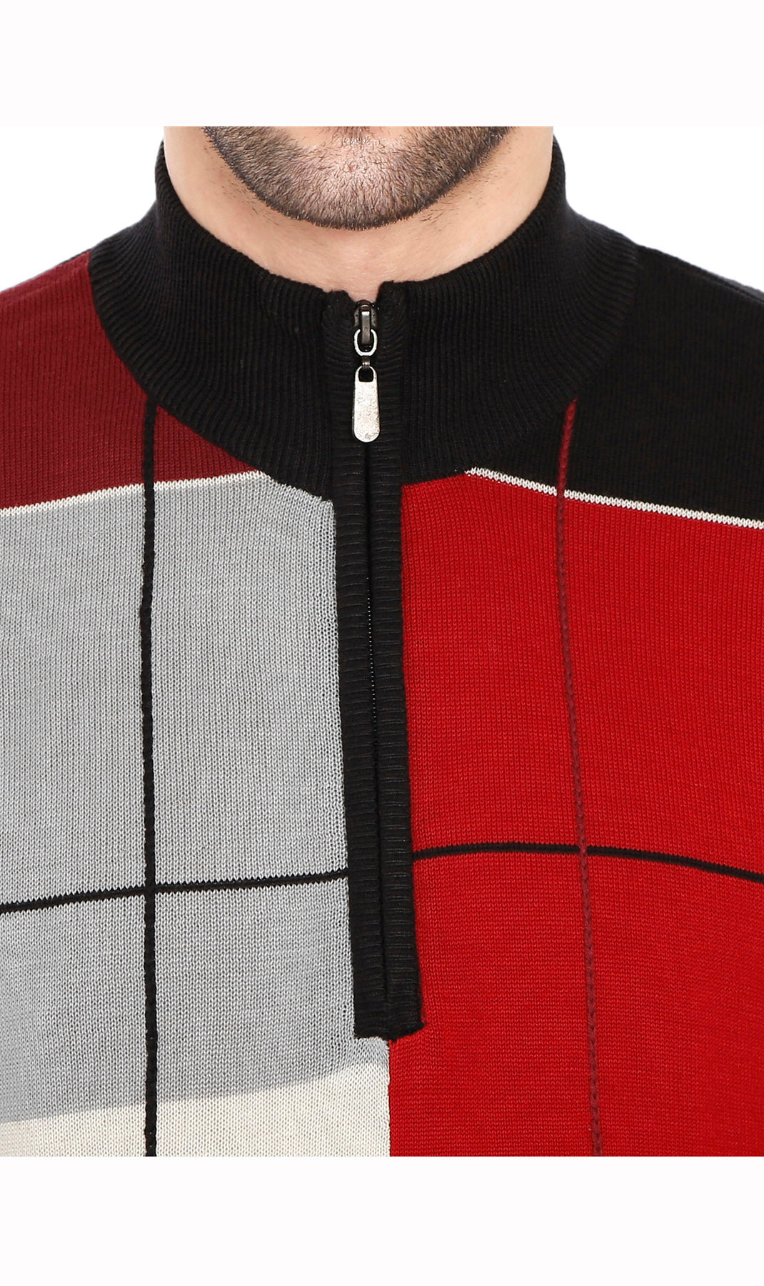 Men's Color Block Quarter Zip Long Sleeve Sweater 6