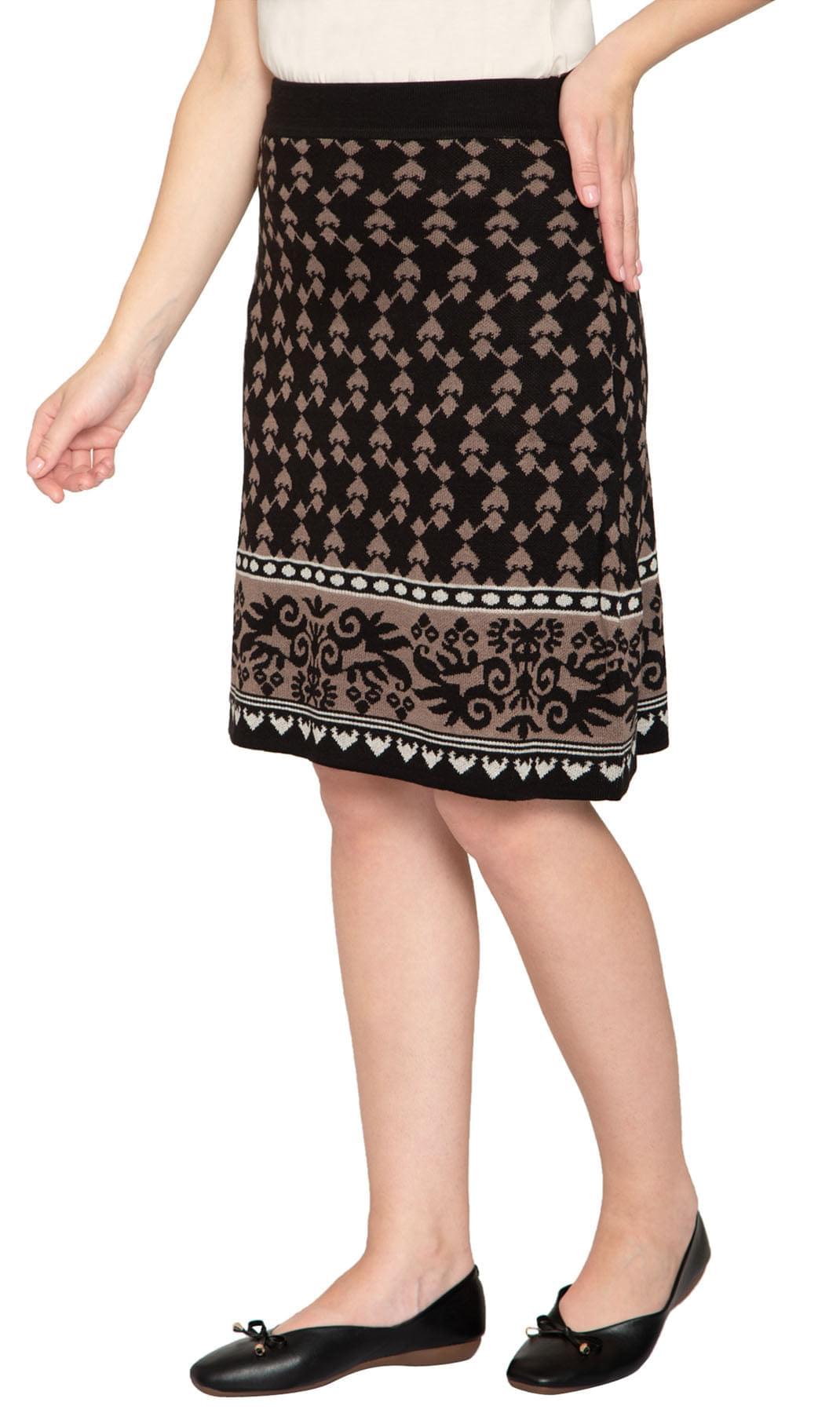 Women's Jacquard Knee Length Sweater Skirt - Side - TURTLE BAY APPAREL