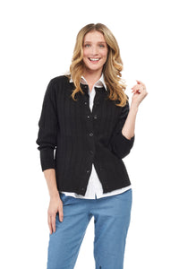 Women's Classic Button Front Cable Knit Cardigan in Soft Acryllic