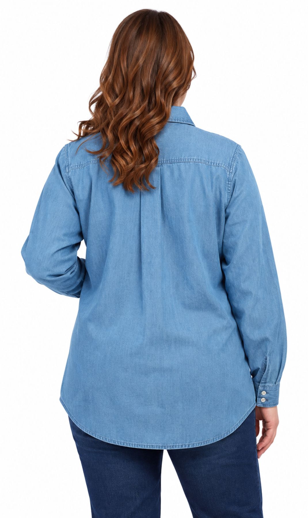 Women's Long Sleeve Denim Tunic Top — Button Front All Season Wear 10