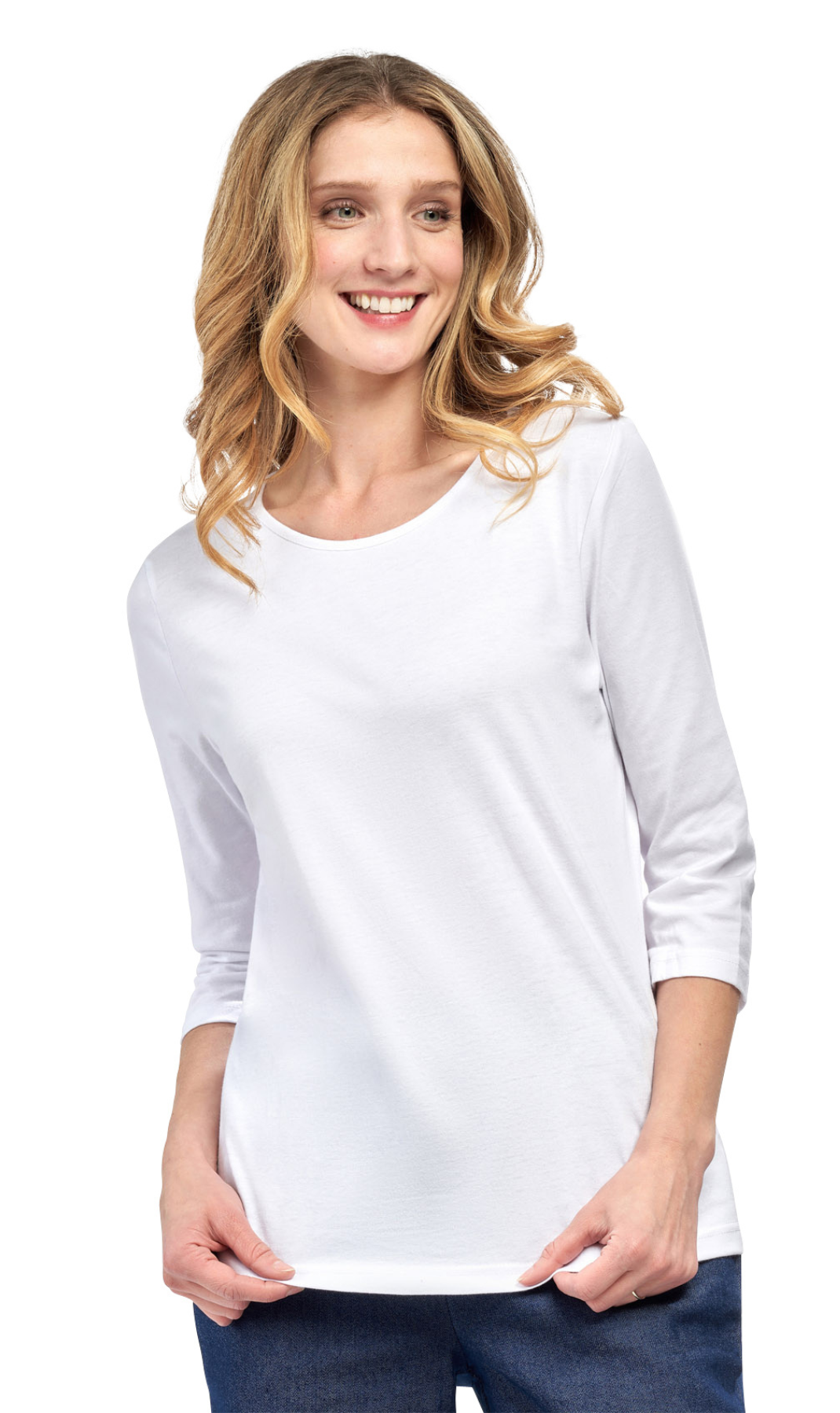 Women's Classic Comfort Fit 3/4 Sleeve length Crew Neck Jersey knit T-Shirt 7