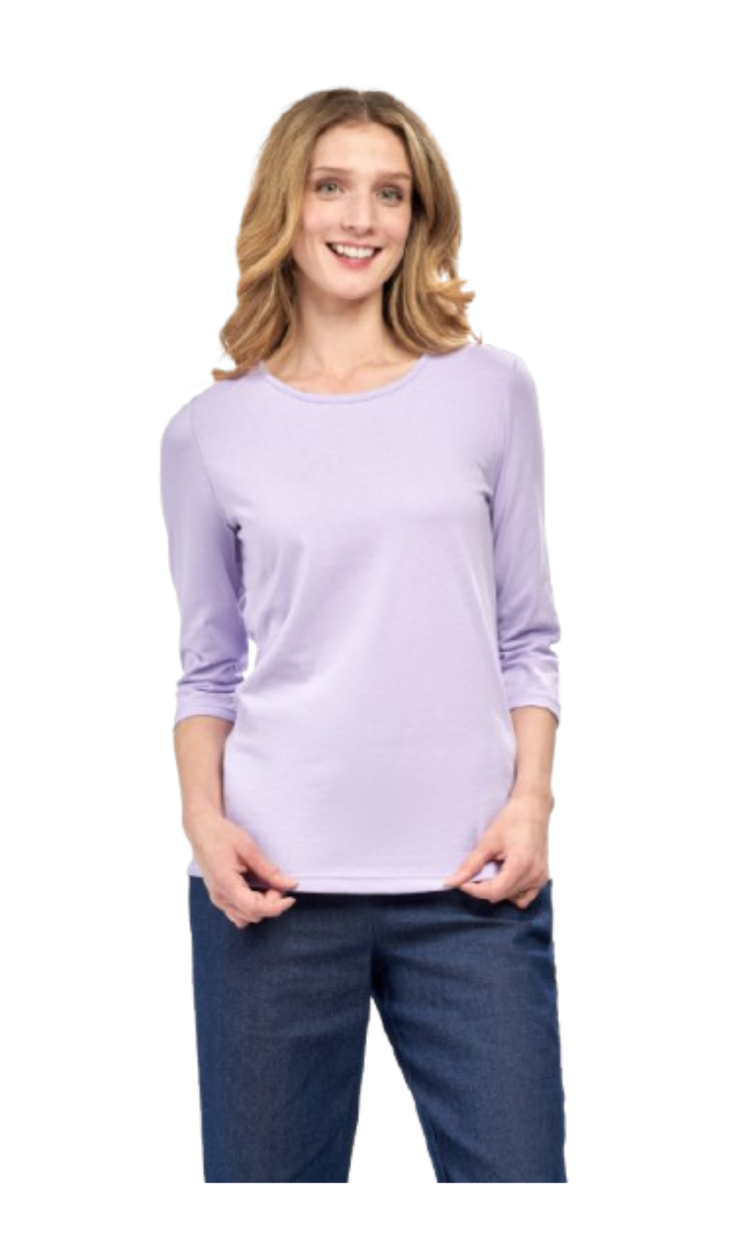 Women's Classic Comfort Fit 3/4 Sleeve length Crew Neck Jersey knit T-Shirt 18