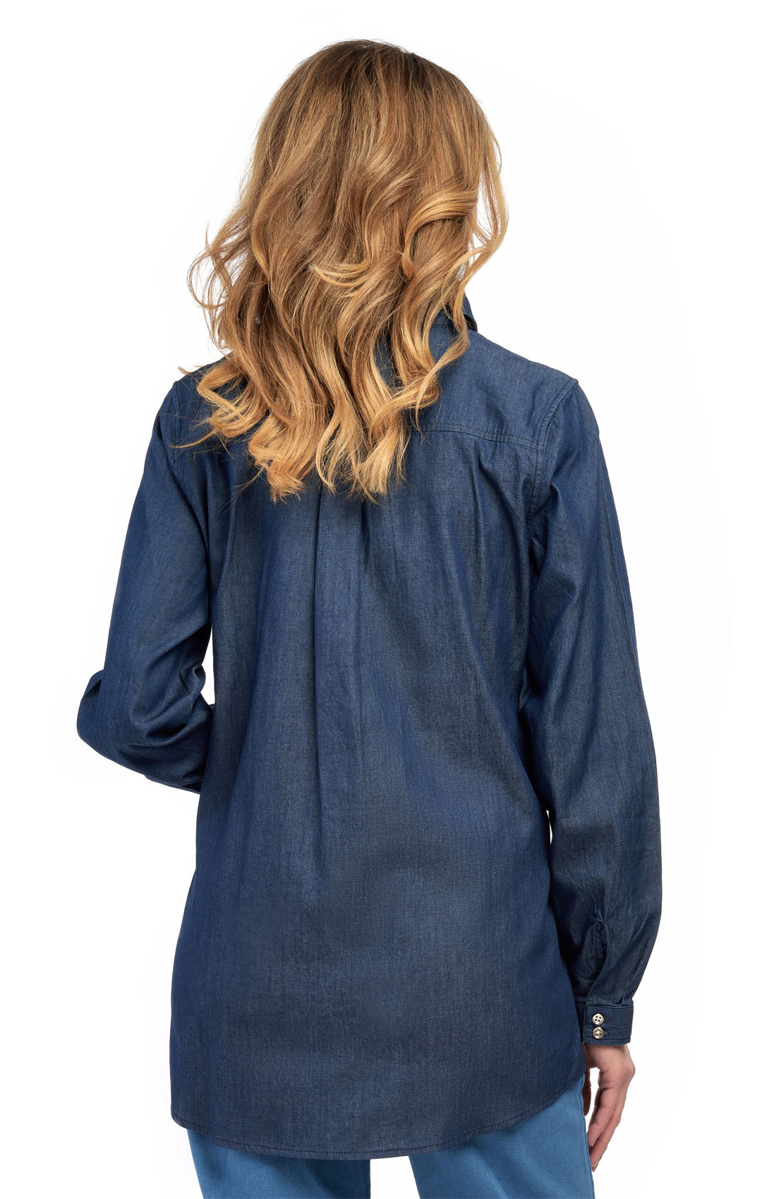 Women's Long Sleeve Denim Tunic Top BACK