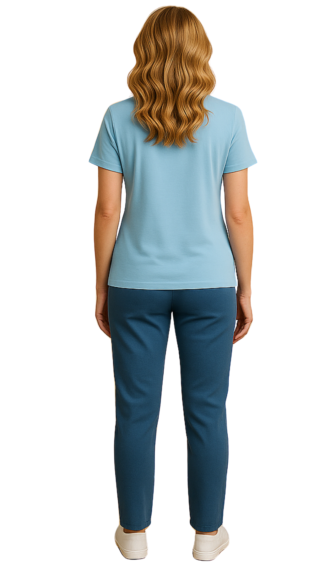 Women's Scalloped Neckline Embellished Tee Cool Blue
full back