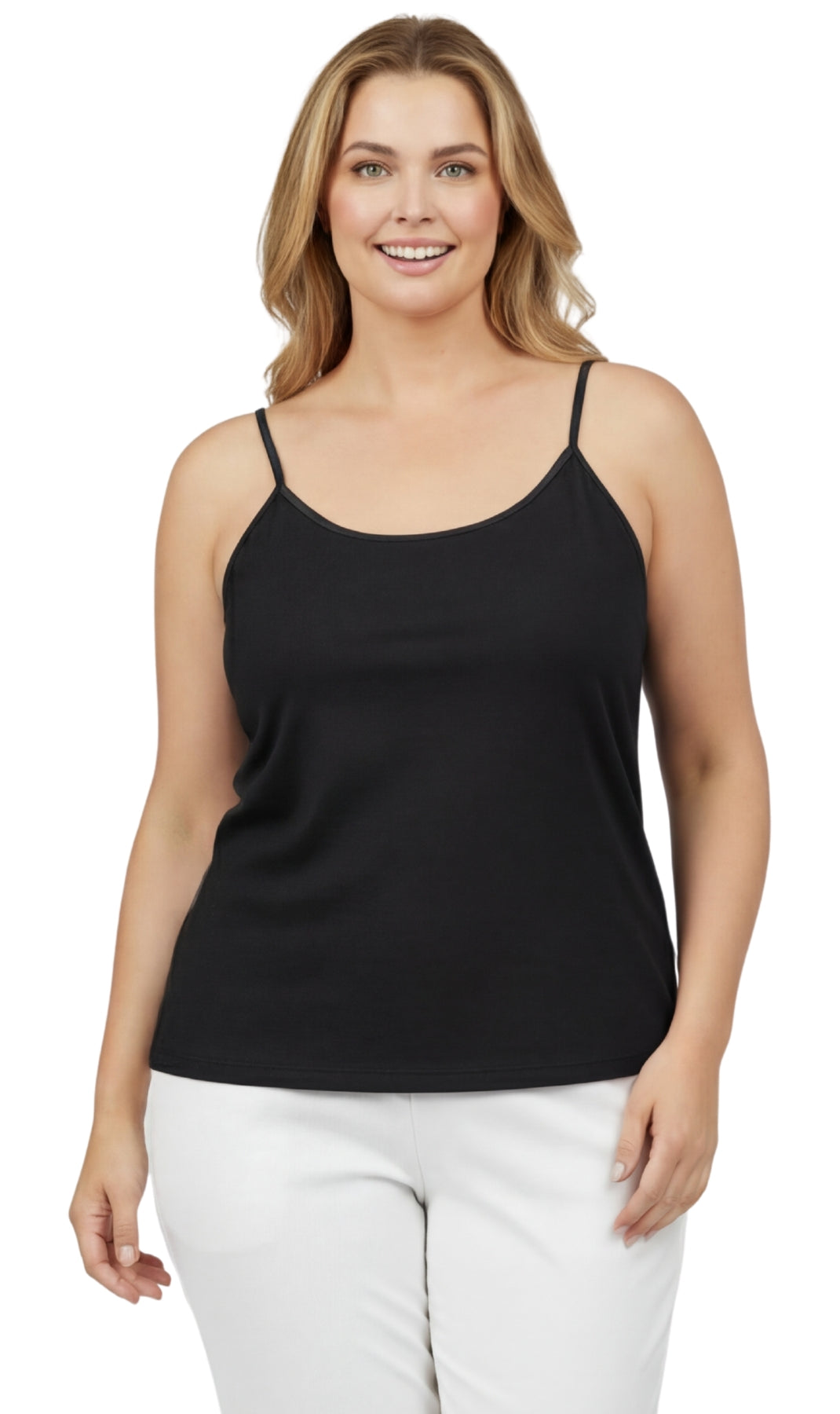 Women's Essential Adjustable Strap Camisole in Soft Cotton Blend Fabric with a built in Shelf Bra