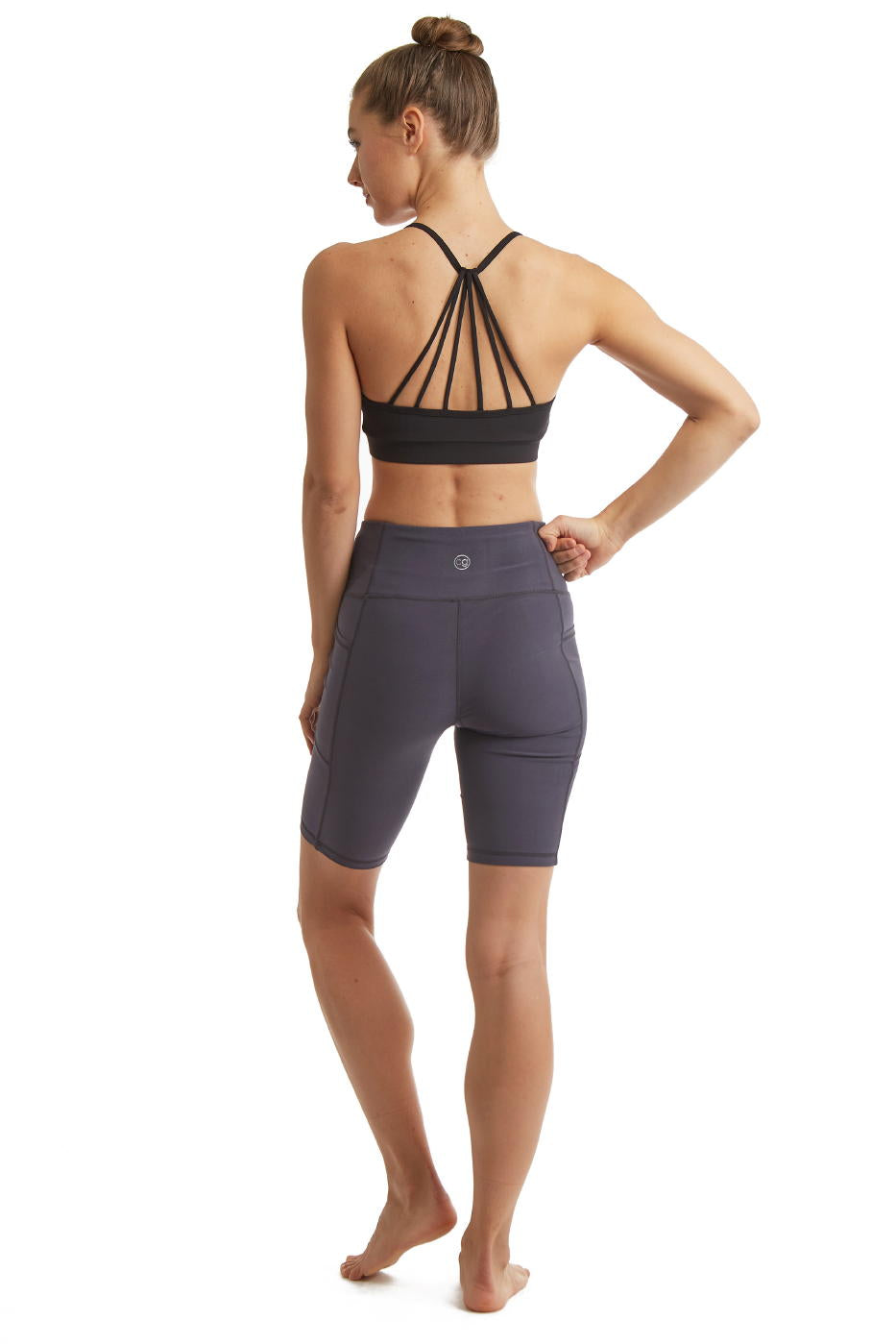 Women's Side Phone Pockets Cycle Shorts - Casis- Back -TURTLE BAY APPAREL